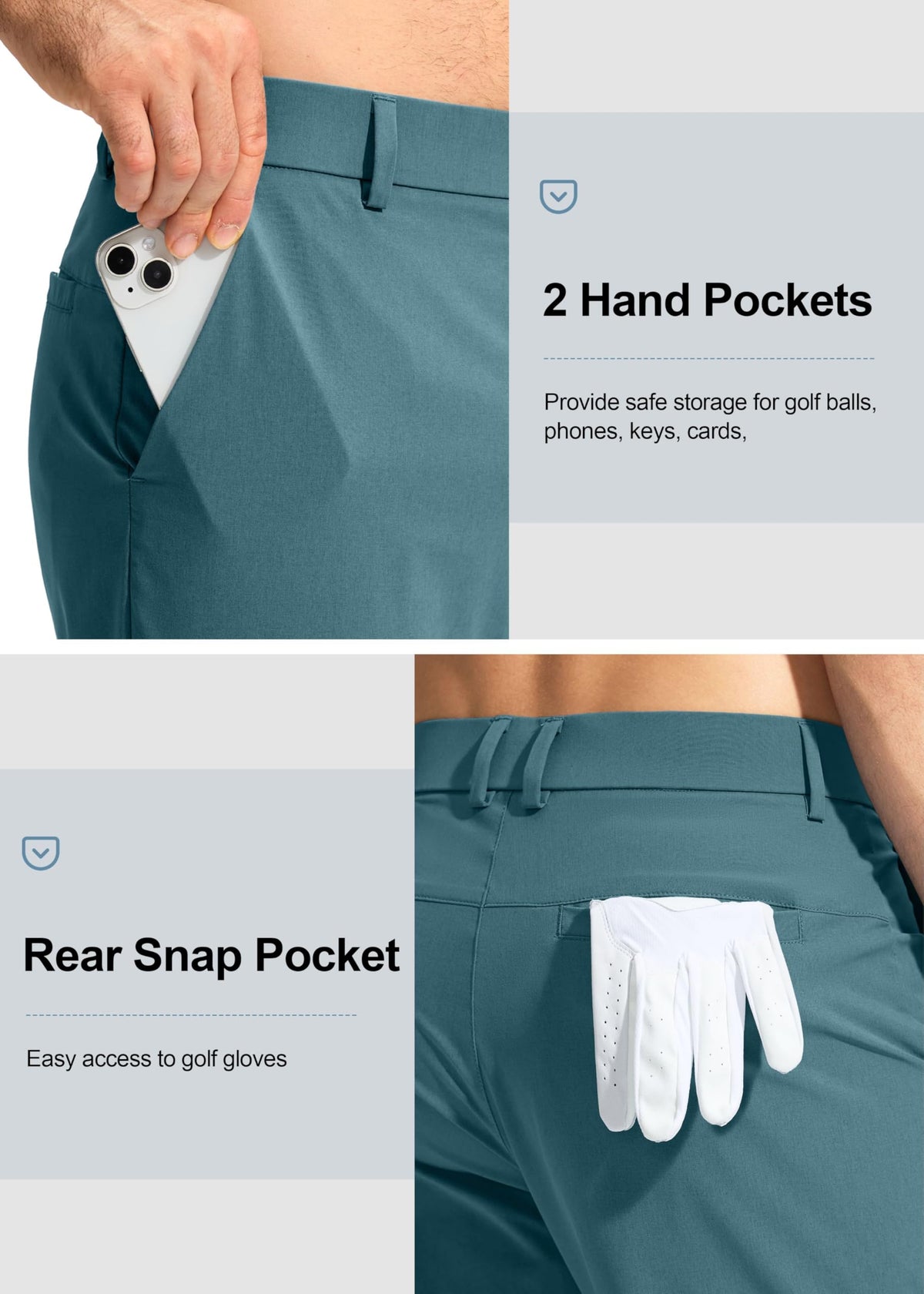 Pudolla Men's Golf Pants Mens Dress Slacks Pants Stretch Work Comfy Pants 34 Quick Dry Casual Trousers with Pockets(Vivid Blue 36Wx34L)