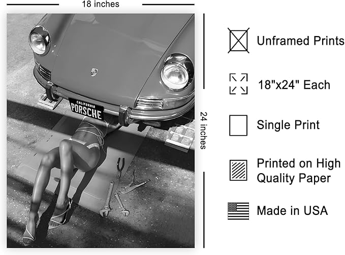 Poster Master Woman Under Classic Car Poster