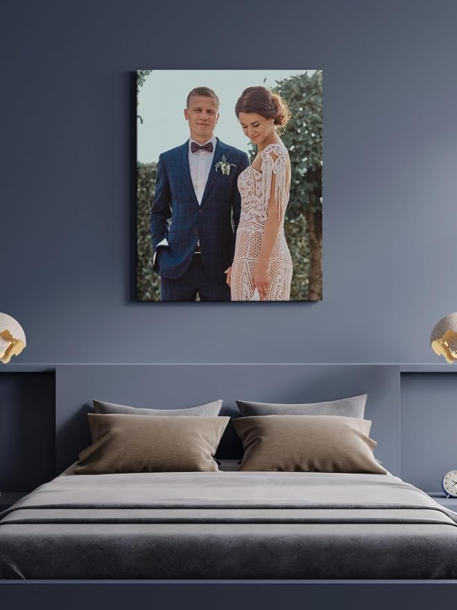Jovivi Custom Canvas Prints with Your Pictures - Personalized Photos Print,Wall Art Poster Canvas Printing Customized Photo Gifts for Wedding Family Pets Home Office Decor Frame 12x12