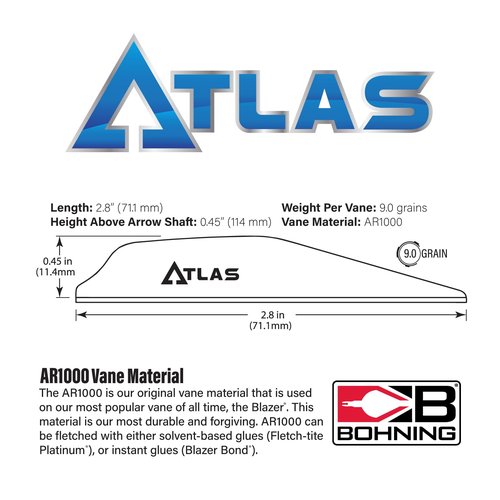 Bohning Atlas AR 1000 Vane, 2.8", White, 36pk