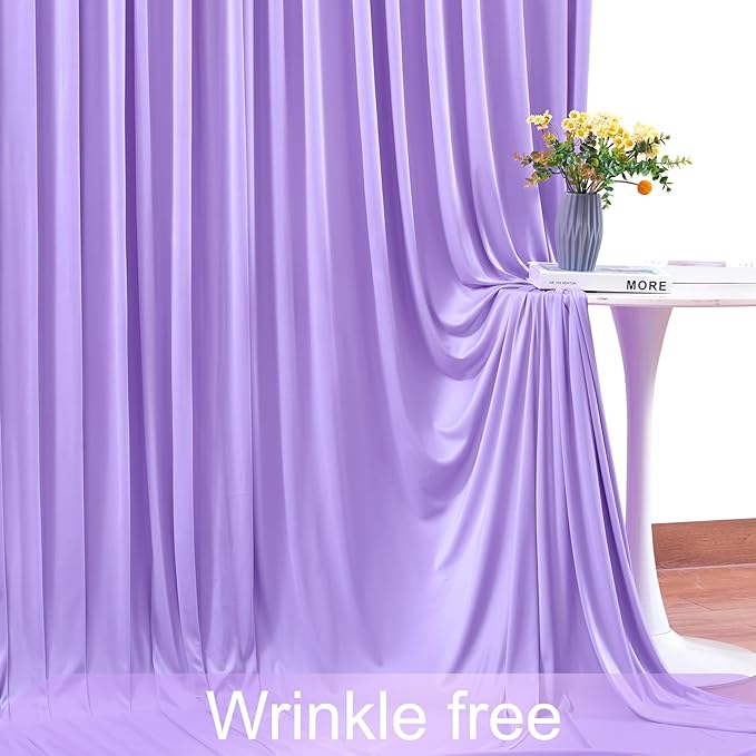 10 Panels Lavender Backdrop Curtain for Parties Wedding Wrinkle Free Light Purple Photo Curtains Backdrop Drapes Fabric Decoration for Baby Shower Photoshoot 50ft(W) x 10ft(H)