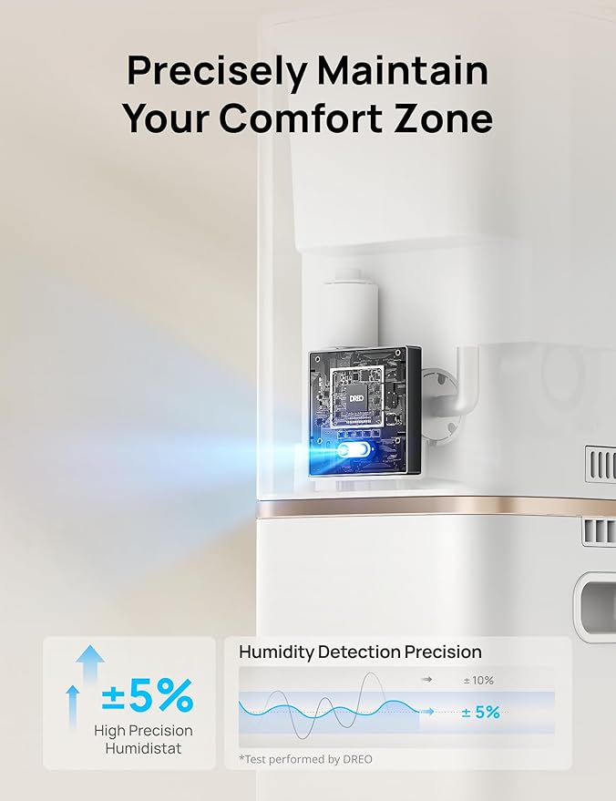 Dreo 11L Smart Humidifier Large Room 700 ft², 100H Cool Mist Air Humidifiers for Bedroom Baby Plants, Top-Fill Self-Cleaning Tank, 26dB, Auto Mode, RGB Light, Remote & APP Control, HM735S White