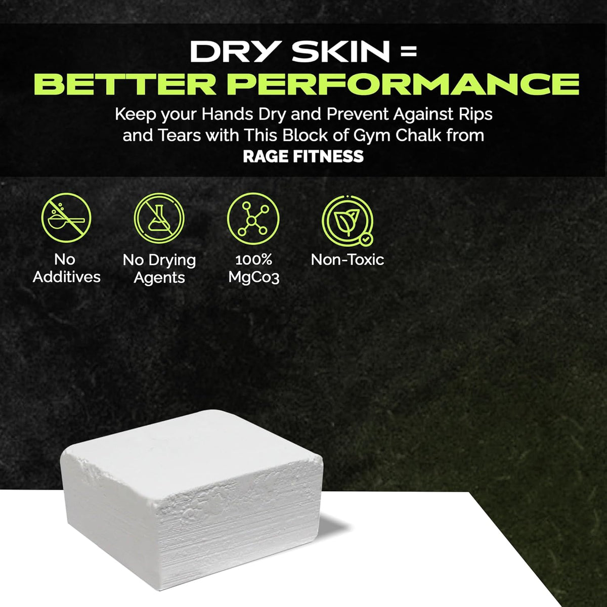 Rage Fitness Gym Chalk Block - 2oz Magnesium Carbonate for Superior Grip | Ideal for Weightlifting & Climbing