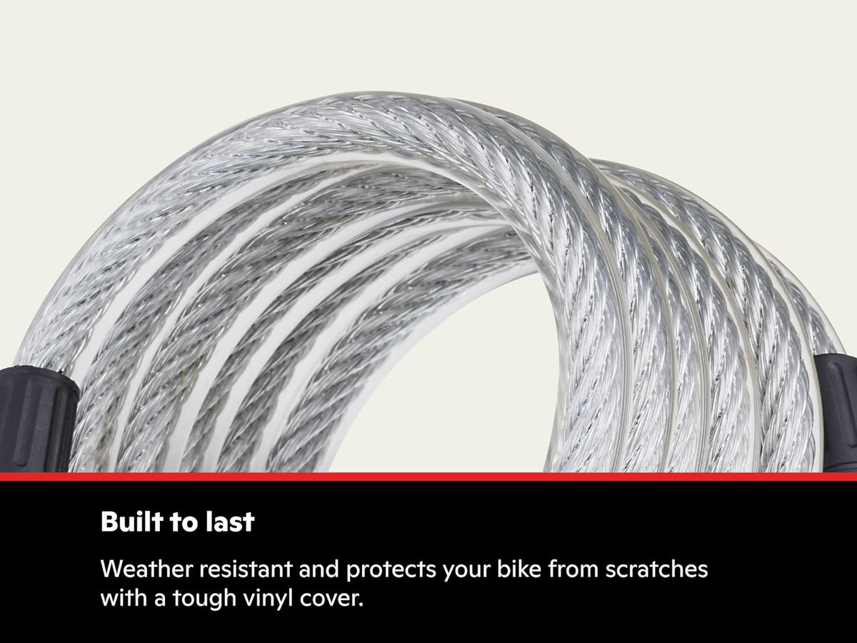 Schwinn 6ft Bike Lock Cable - Durable Steel, Anti-Theft Protection, Vinyl Cover