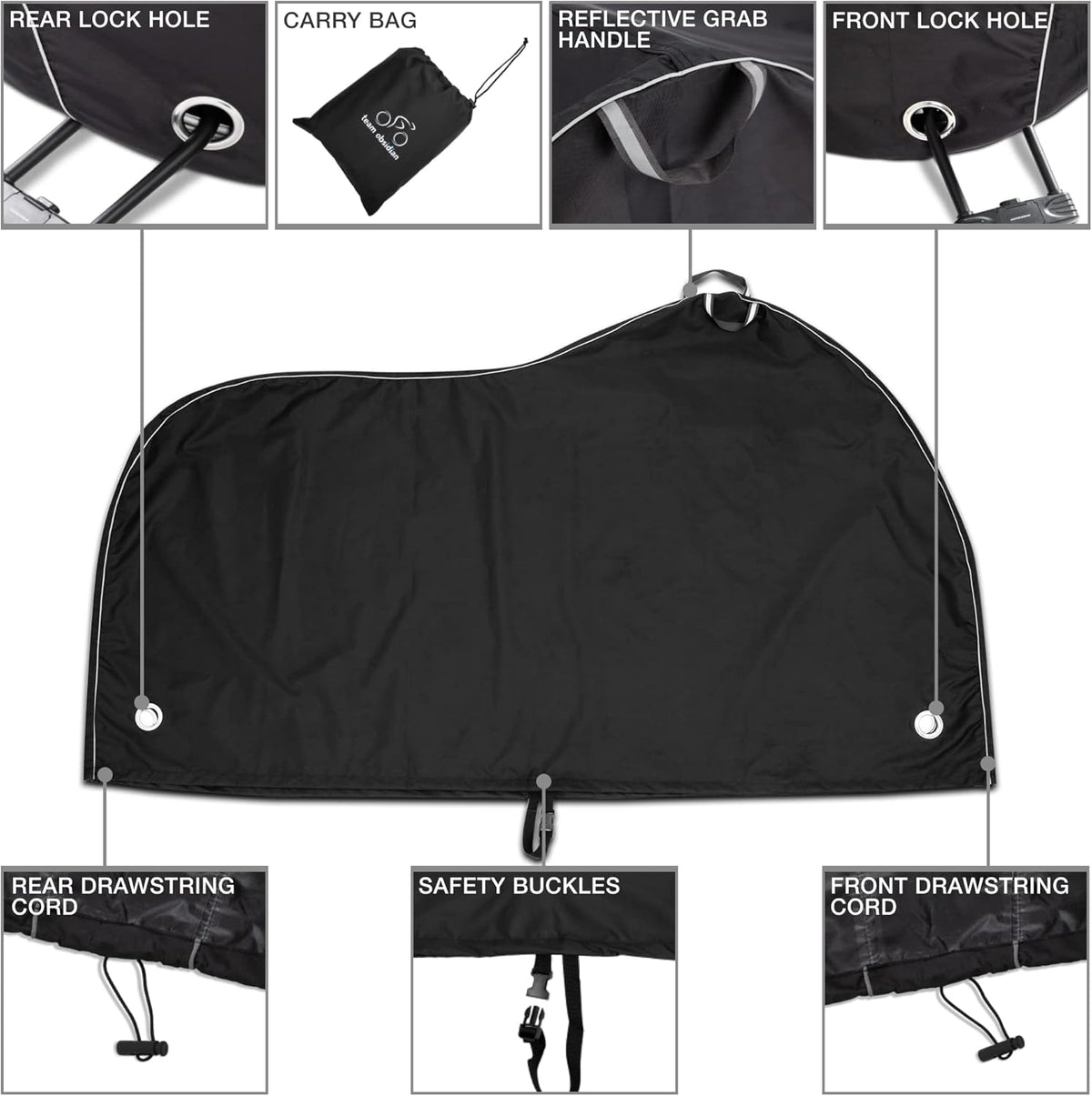 TeamObsidian Bike Cover - Waterproof Outdoor & Indoor Bicycle Storage For 1 to 3 Bikes - Heavy Duty Ripstop 210D Tent Material - Stationary Electric Bike Protection for All Seasons