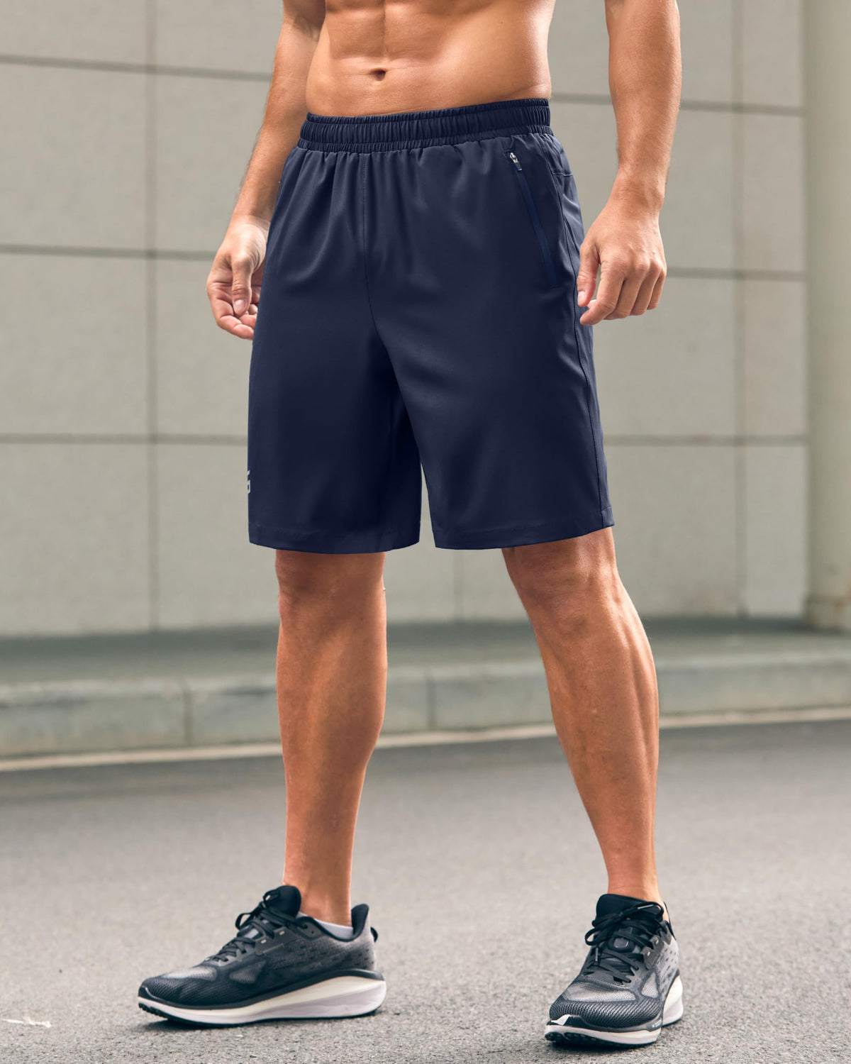 G Gradual Men's Athletic Running Shorts with Zipper Pockets Quick Dry 7"/ 5"/ 9" Workout Gym Shorts for Basketball Hiking(Navy,9M)