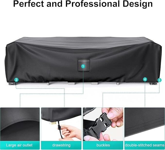 Patio Furniture Covers, Heavy Duty Outdoor Furniture Cover Waterproof, Sectional Sofa Set Covers Table and Chair Set Cover, 74"L×47"W×28"H