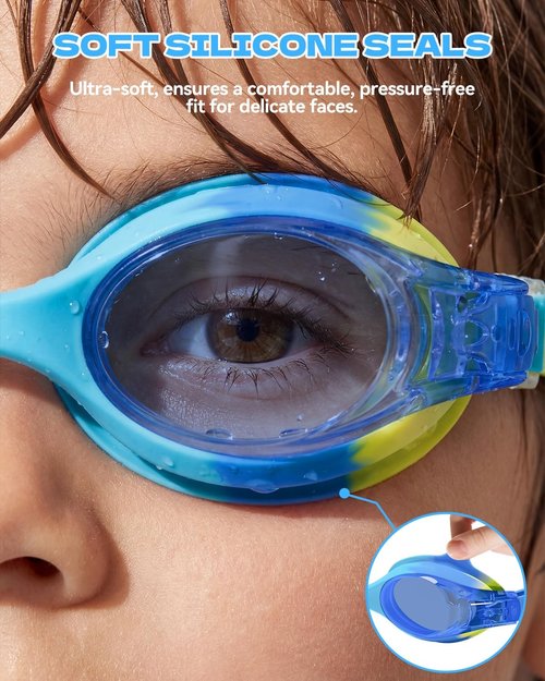 Aegend Swim Goggles for Kids - Anti-Fog Comfort Fit for Boys & Girls Ages 3-8 | Stylish Design