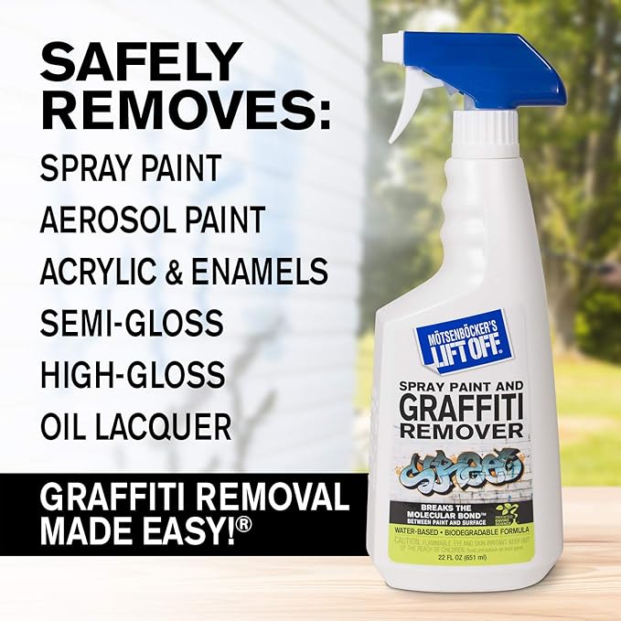 Motsenbocker's Lift Off 41101-3PK Spray Paint and Graffiti Remover – Removes Spray Paint, Acrylic, and Enamel – Safe for Wood, Metal, Concrete, Plastic – Water-Based Formula – 22 Fl Oz (Pack of 3)