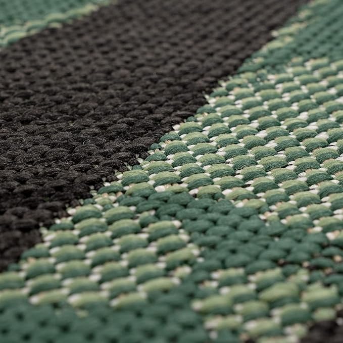 Outdoor Rug Black Green with Floral Palm Leaf Design Waterproof, Size: 2' x 3'3"