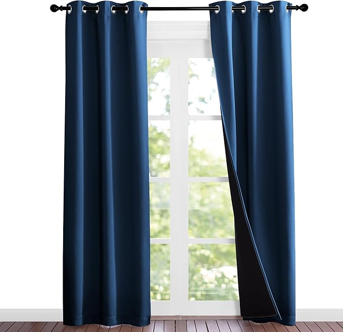 NICETOWN Moroccan Blue Full Shade Curtain Panels, Pair of Thermal Insulated &