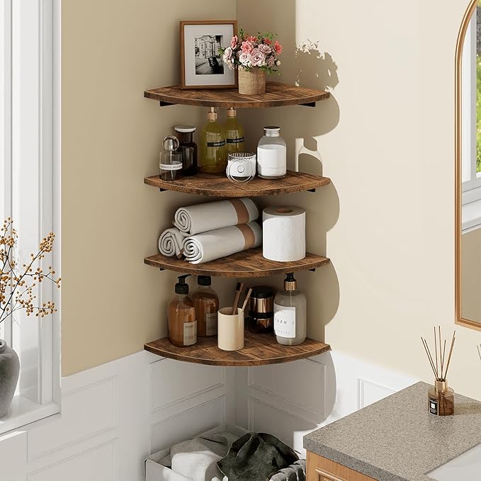 Homode Corner Wall Shelf, 12 Inch Wide Round Corner Floating Shelves