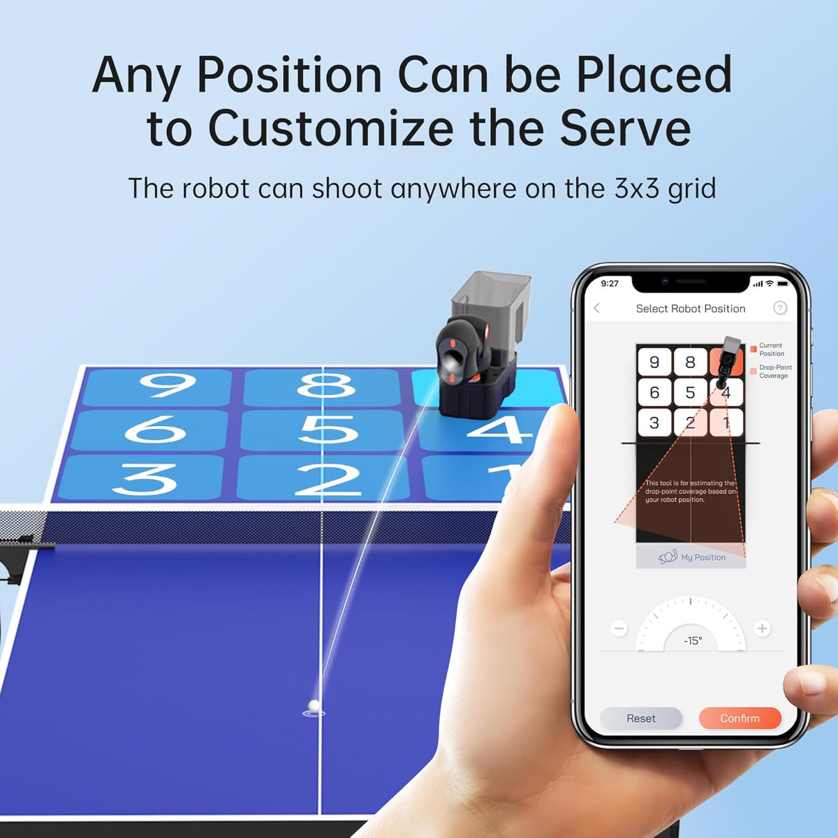 PONGBOT Table Tennis Robot - Remote/App Control with 264 Pre-Saved Drills & Custom Options