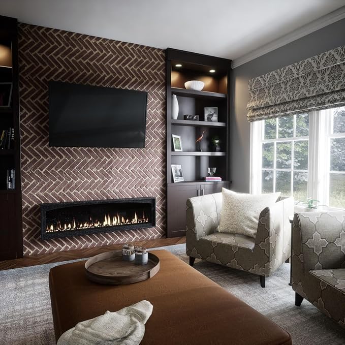 EverStone Herringbone Faux Brick Panel, 46 1/2"W x 25 1/4"H x 1"D, Old Town