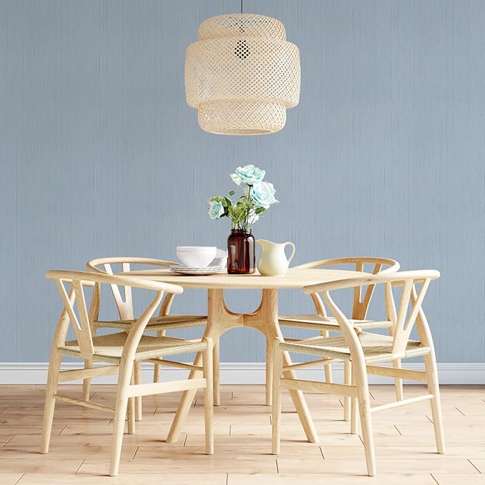 Blue Grasscloth Peel and Stick Wallpaper Texture Contact Paper A Set of 15.7" X