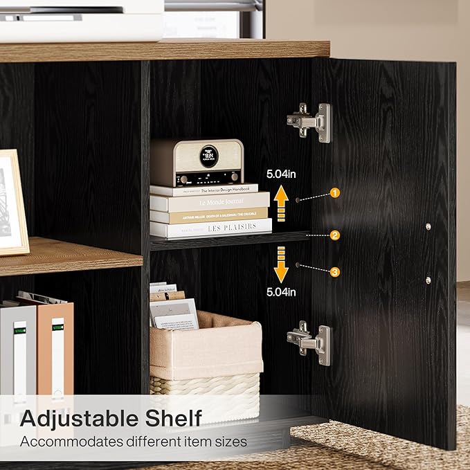 Tribesigns 85.8-Inch L-Shaped Executive Office Desk with File Drawers & Storage Cabinet, Professional Corner Computer Desk Extra Large Business Workstation with Adjustable Shelves (Light Brown&Black)