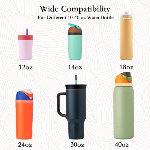 Bigwaves Bottle Silicone Handle Strap,Compatible Owala Freesip Water Bottle - Fits 16oz to 40oz, Water Bottle Carrier Grip Accessories for Running Bike, Gym Or Jogging (with Flower, Blue)