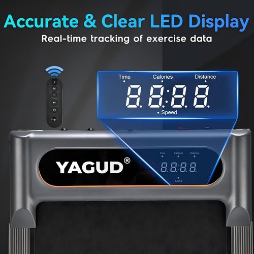 Yagud Walking Pad Treadmill for Home Office, Portable Under Desk Treadmill with Remote Control and LED Display, Walking Jogging Running Machine