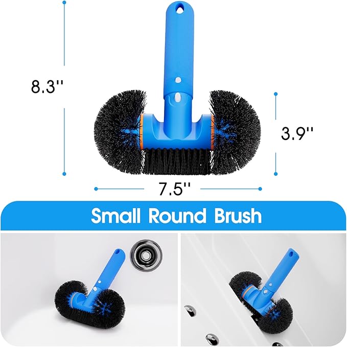 4-in-1 Spa Cleaning Set - Hot Tub Small Pools Maintenance Accessories Kit with Skimmer Net Round Brush Scrubber and 2ft Pole
