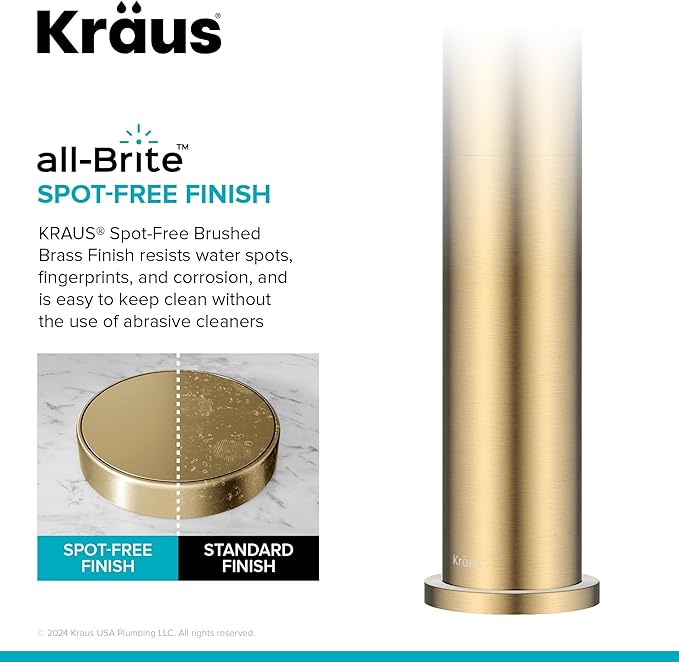 KRAUS Indy Bathroom Faucet for Vessel Sink in Spot-Free Brushed Brass with Single Handle, Pop Up Drain and Supply Lines, KVF-1410SFBB