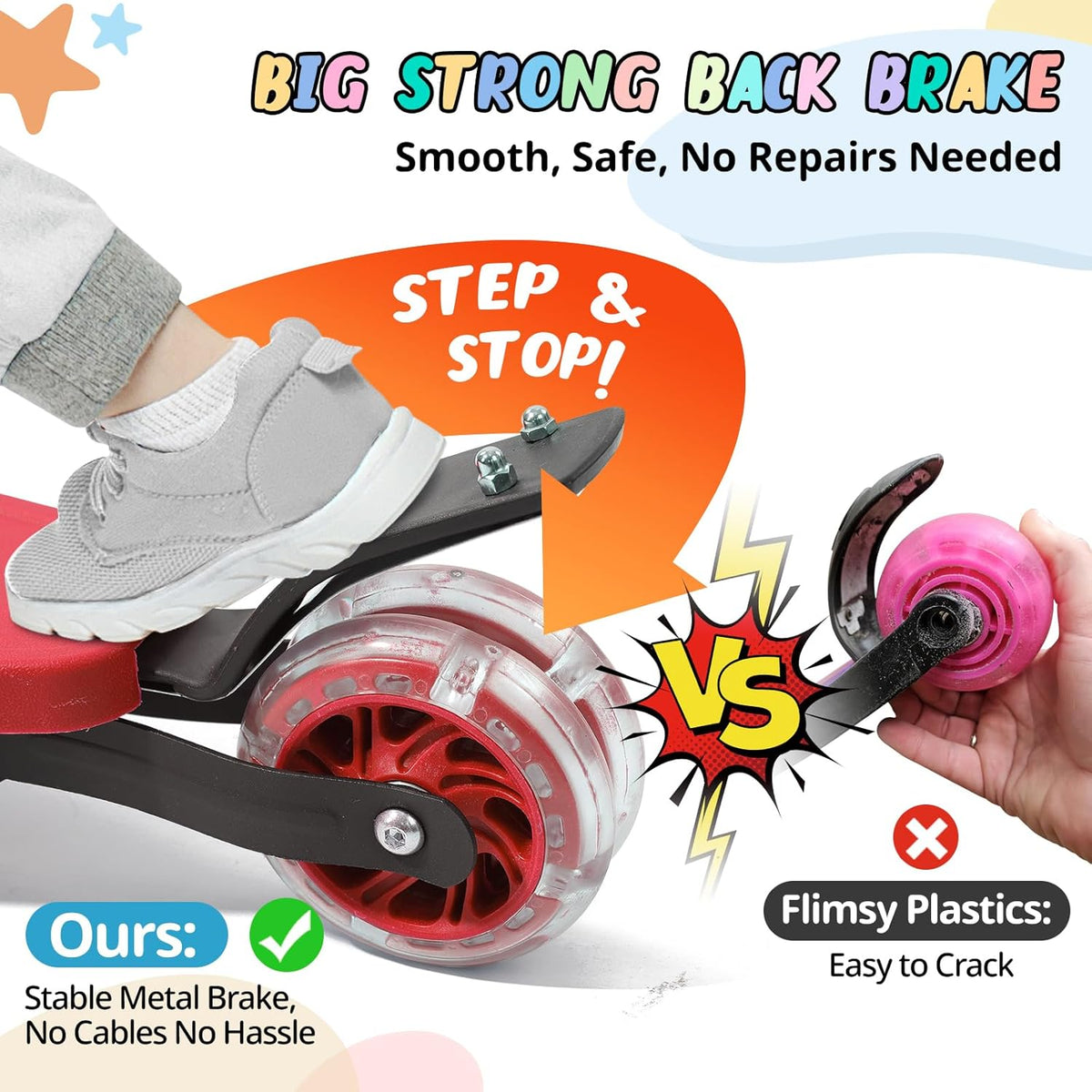 **Kick Scooter for Kids by [Brand Name] - Light-Up 3-Wheel Design | Adjustable Height for Ages 3-7**