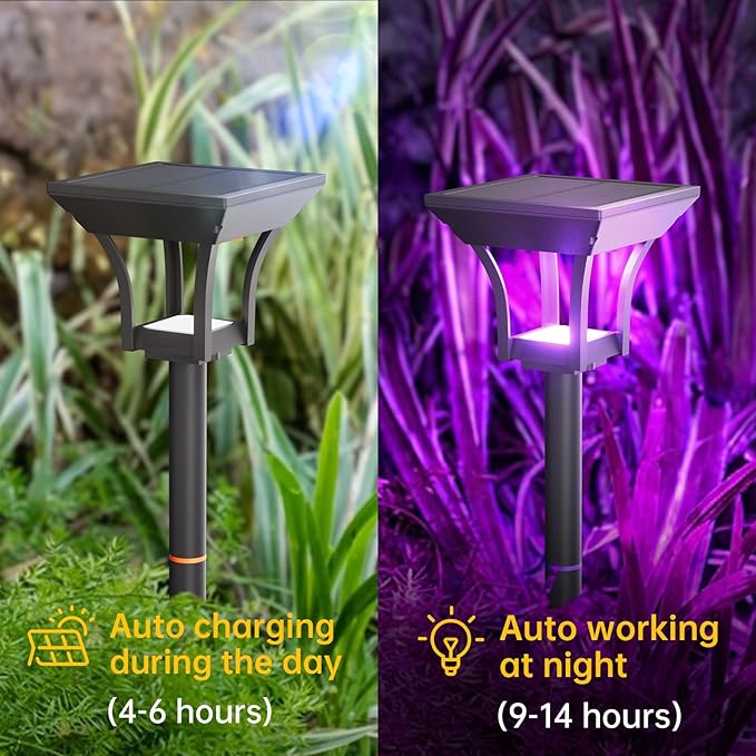 Solar Pathway Lights Outdoor, IP65 Waterproof Bright Solar Outdoor Lights, LED Solar Garden Lights Landscape Lighting for Walkway Lawn Patio Backyard (6 Pack, RGB)