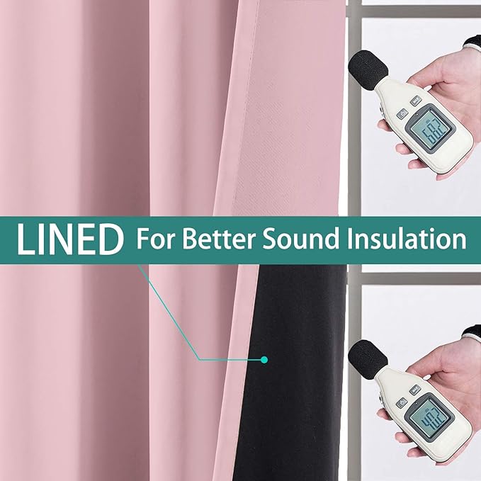 Yakamok 100% Blackout Curtains Energy Saving Thermal Insulated 2 Thick Layers