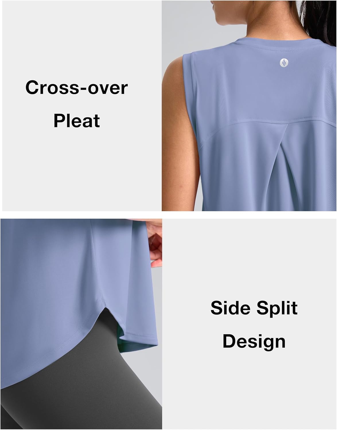 SANTINY Women's Athletic Tank Tops - Breathable Lightweight Workout Shirts for Yoga & Tennis