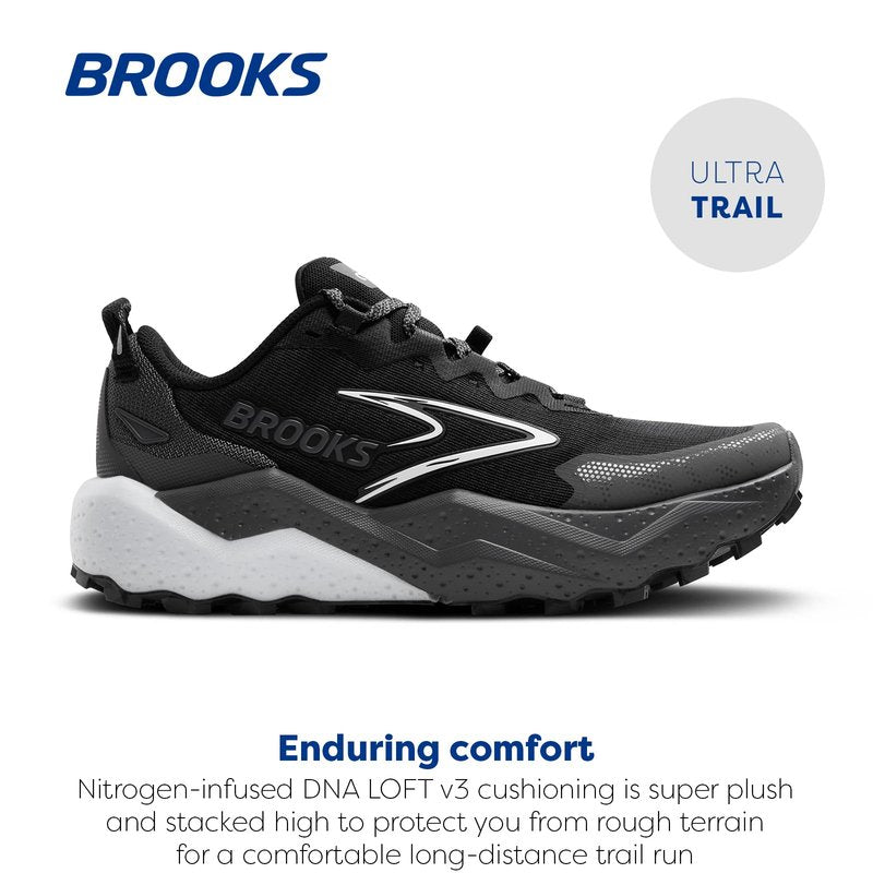 Brooks Women’s Caldera 8 Ultra Trail Running Shoe - Black/Blackened Pearl/White - 8 Medium
