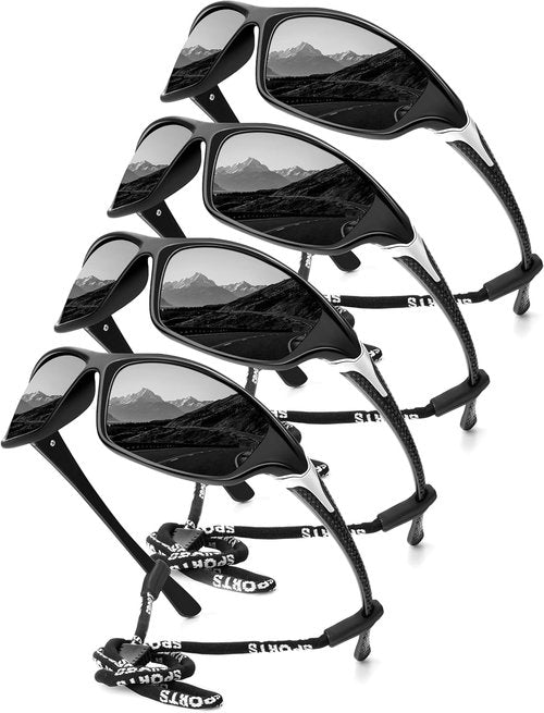 KALIYADI Polarized Sunglasses - Men's UV Protection Sports Glasses for Fishing & Cycling | 4 Pack
