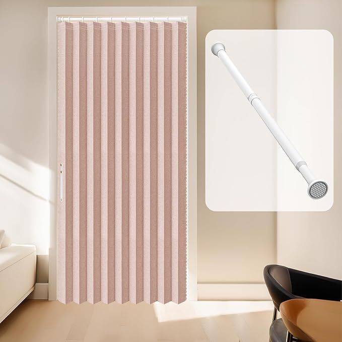 AJAZZ Blackout Curtain with Curtain Rods Included Invisible Accordion Doors