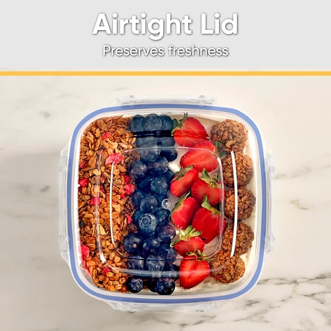 Superio Plastic Food Storage Containers with airtight Lid for Pantry, Fridge- BPA Free, Leakproof Sealed Container- Microwave, Dishwasher and Freezer Safe, Clear (14 Cup- 4 Pack)