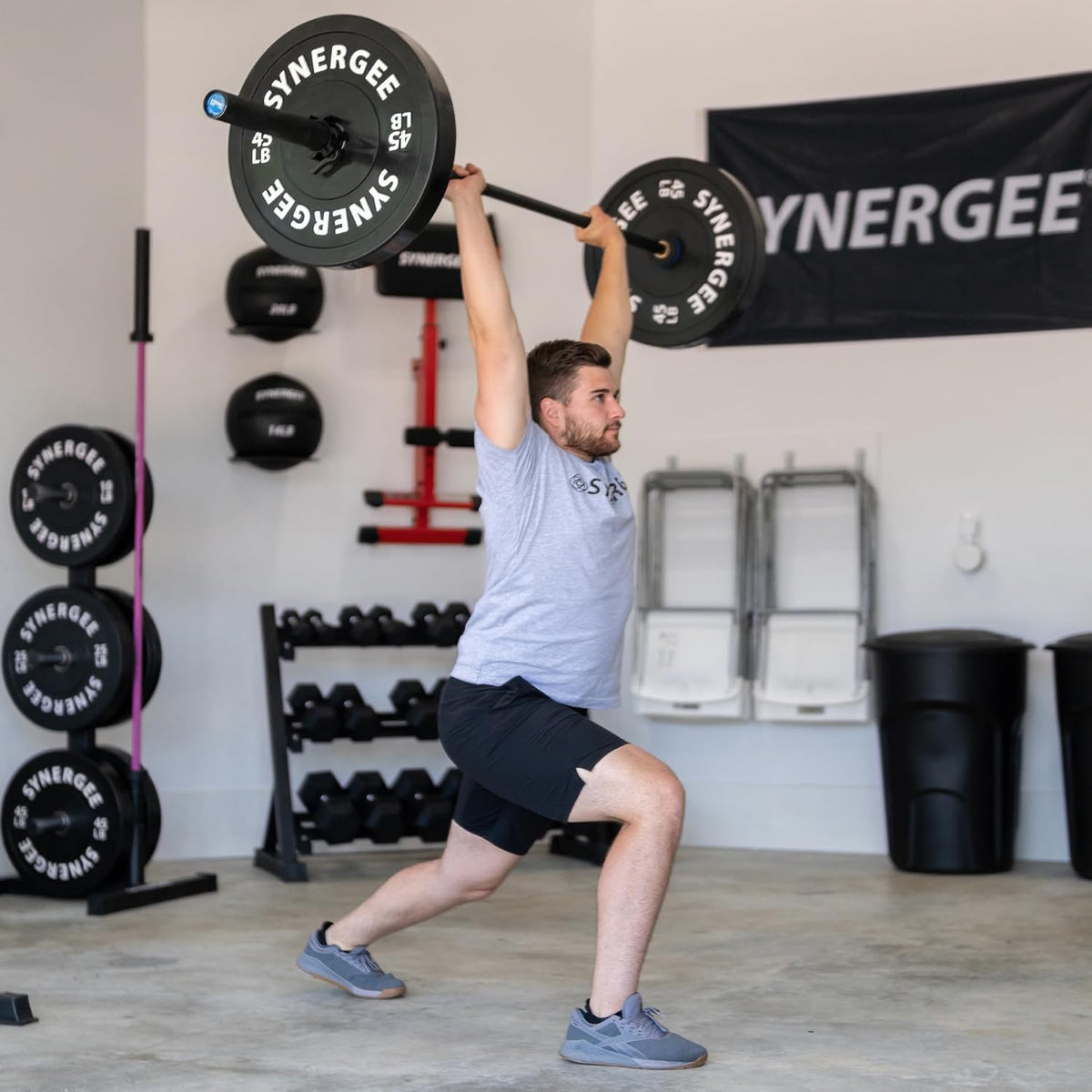 Synergee Bumper Plates – Durable Olympic Weight Plates, Low-Bounce Rubber for Strength Training, Powerlifting, and Functional Workouts.