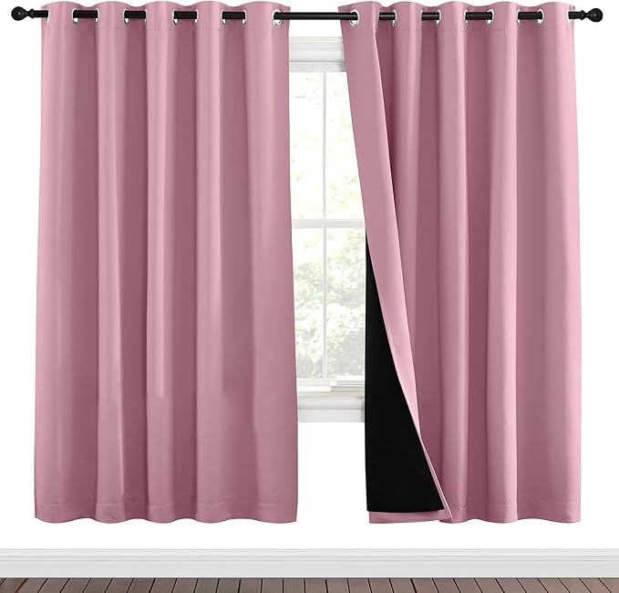 NICETOWN Crystal Pink Full Shade Curtain Panels, Pair of Energy Smart & Noise