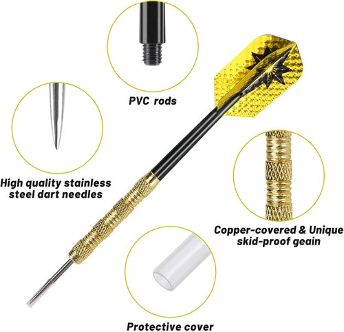 Accmor Steel Tip Darts - 18 Grams Professional Metal Darts Set for Dartboard Play