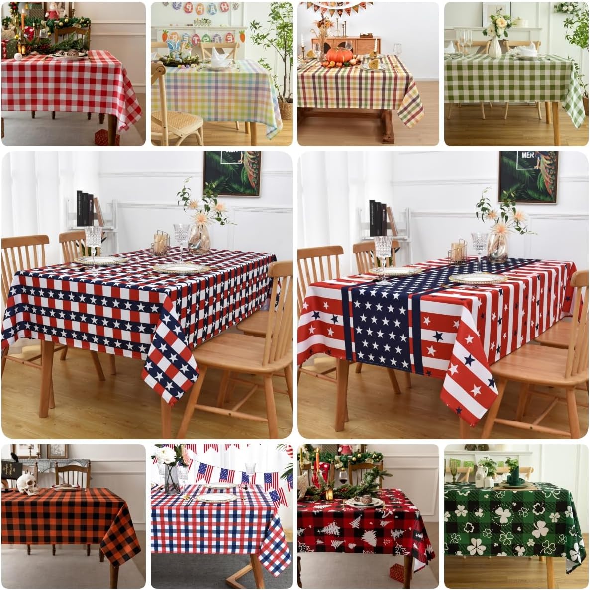 Water-Proof Plaid Tablecloth 58x144 inch for Rectangular Tables - Wrinkle Proof Printing Striped Table Cloth - Durable Kitchen & Table Linens for Banquet Dinner Home Patio
