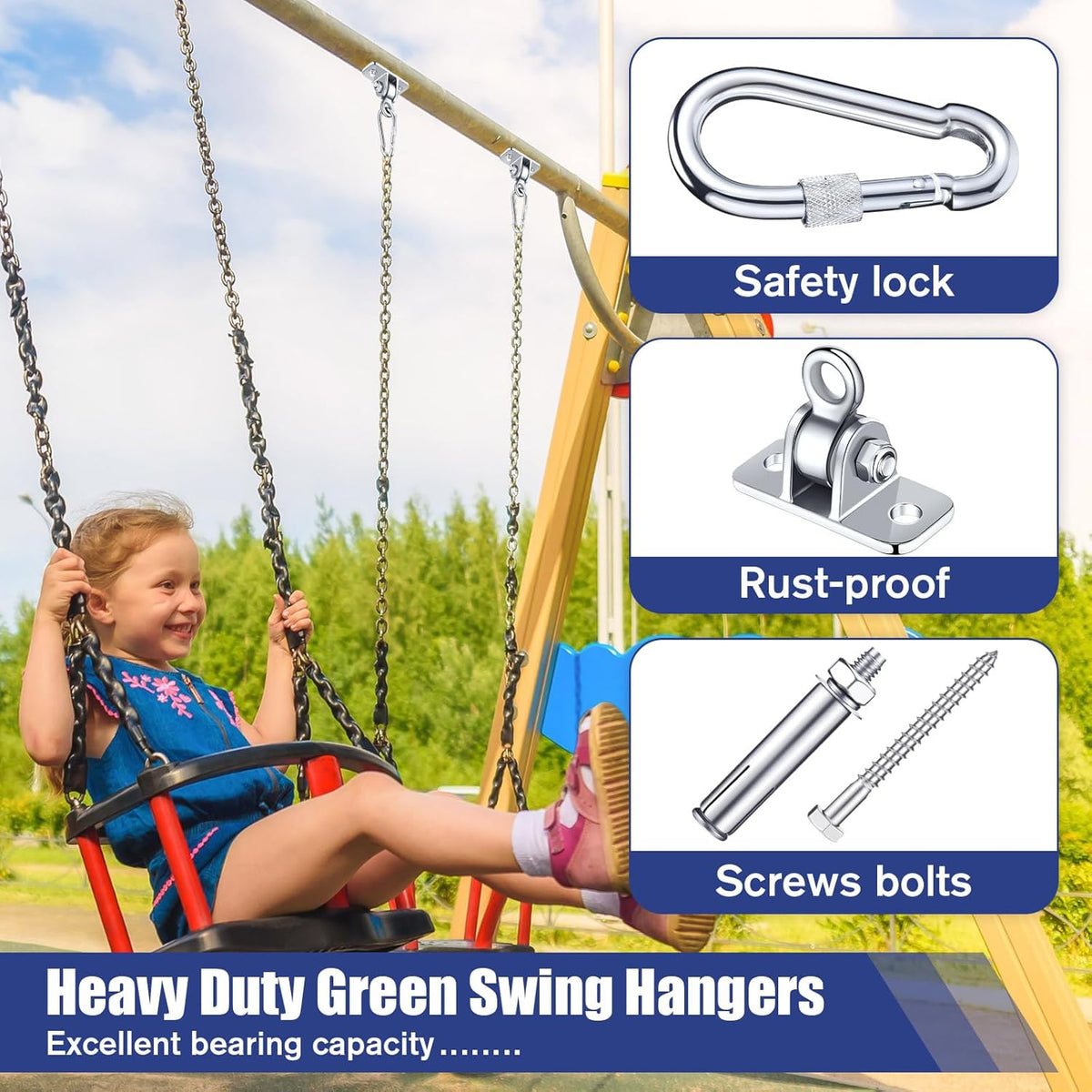 Tandefio Swing Hangers - Heavy-Duty 1800 lb Capacity for Indoor/Outdoor Use | Stainless Steel Finish