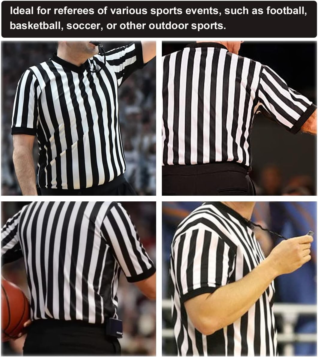 Skiennix Men’s Referee Shirt - Official Black Stripe Umpire Jersey | Pro-Style V-Neck Uniform for Basketball & Football