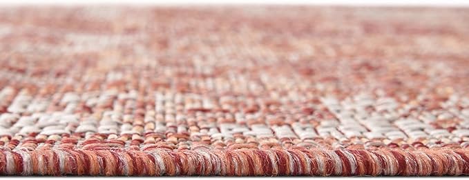 Unique Loom Outdoor Traditional Collection Area Rug - Valeria (7' 10" x 11' Rectangle, Rust Red/ Ivory)