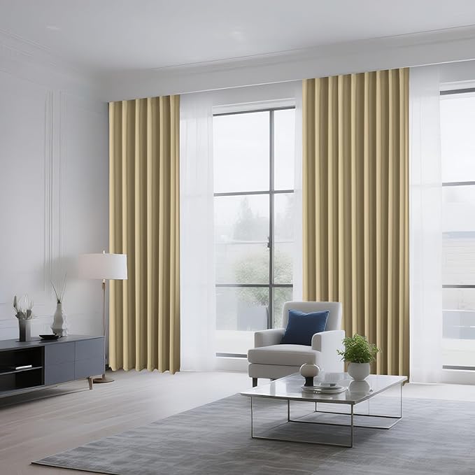 CUCRAF Beige Blackout Curtains Customize, Rod Pocket Room Darkening Curtain