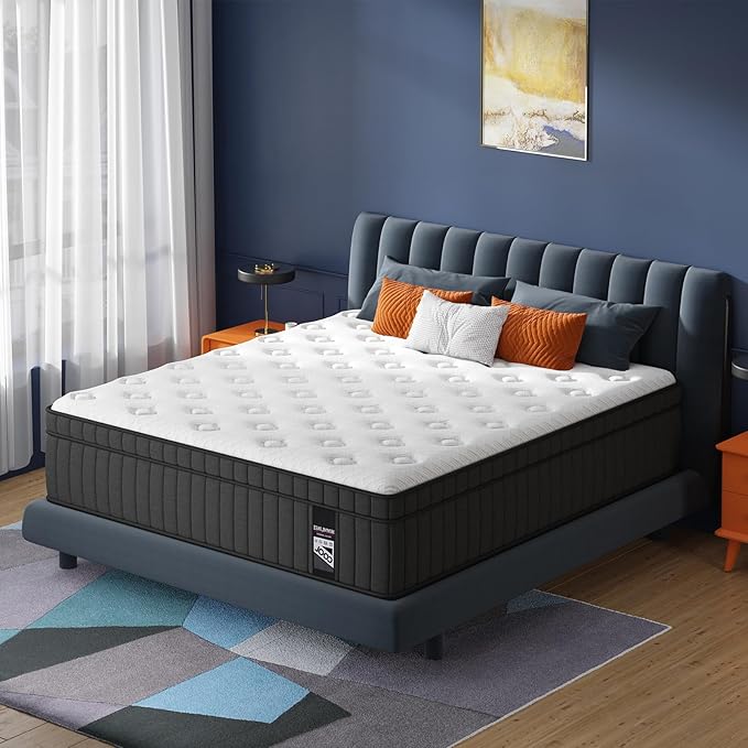 Full Size Mattress, 10 Inch Full Mattress in a Box with Gel Memory Foam and Pocket Spring, Medium Firm Feel, Cooler Sleep & Pressure Relief, 54 * 75 * 10, 120 Nights Risk-Free Trial