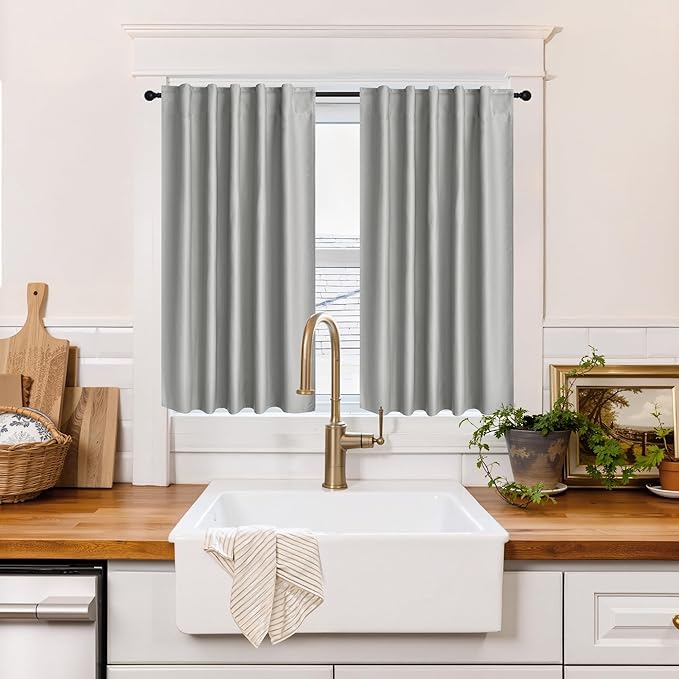 RYB HOME 100% Blackout Short Curtains