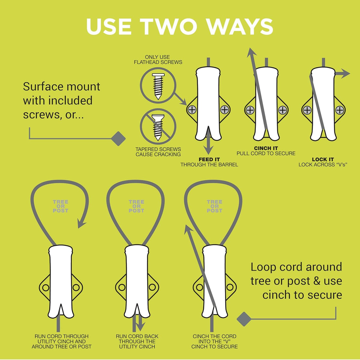 SlotLock Rope Cinch - Versatile Locking Device for Clotheslines & Cargo Management (5-Pack)