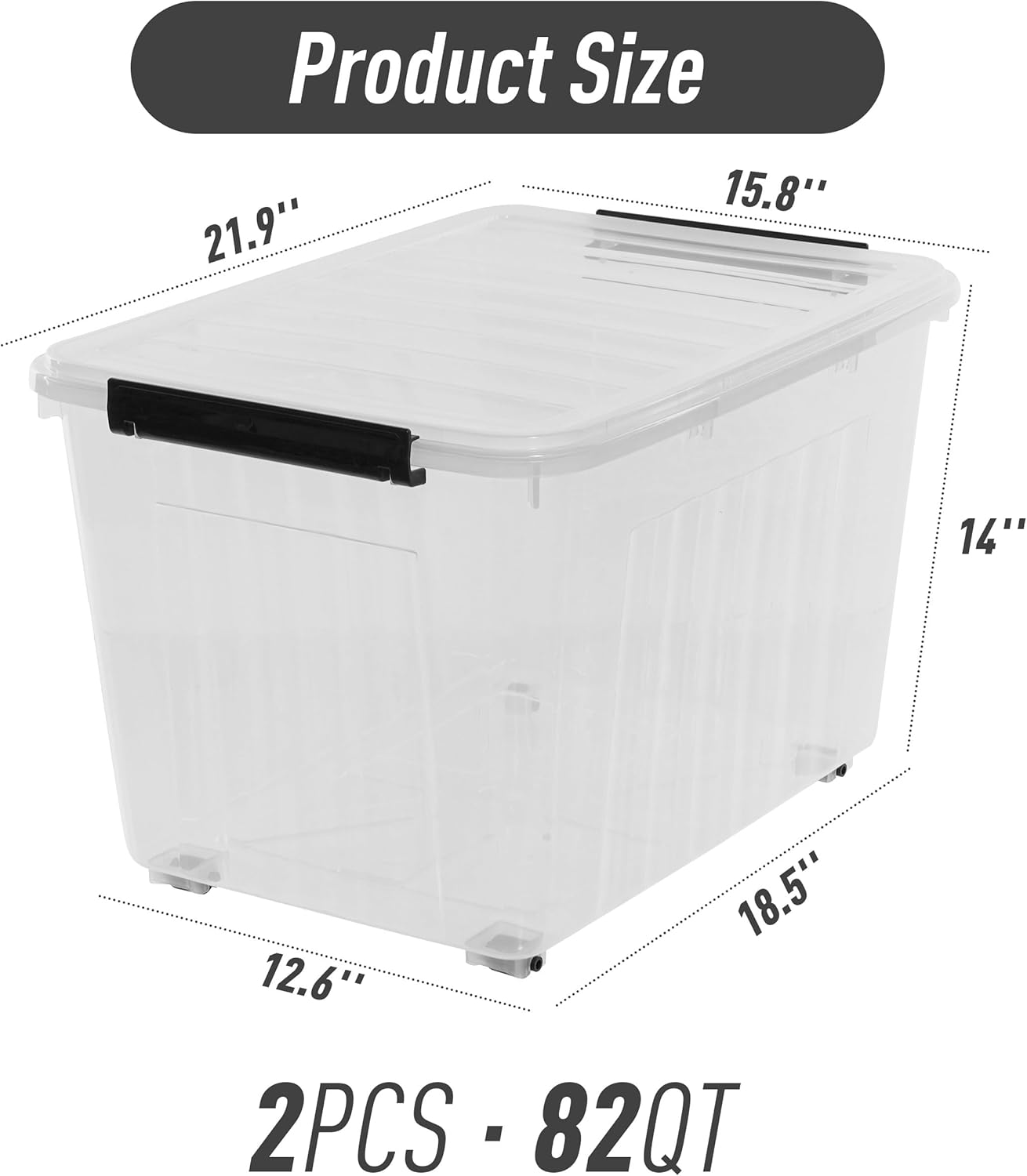 Citylife 82 QT Clear Plastic Storage Bins with Lids Stackable and Nestable Storage Boxes with Lids Large Plastic Storage Containers for Garage, Closet, Kitchen, 2 Packs