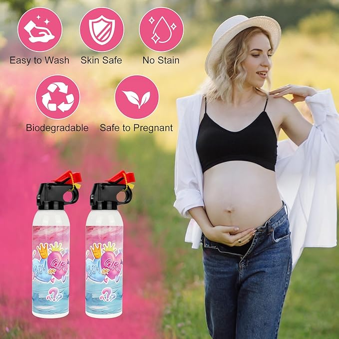 Gender Reveal Fire Extinguisher, 2 Pack Gender Reveal Ideas Gender Reveal Party Decorations Baby Girl Boy Reveal Party Ideas Gender Reveal Decor (Pink, Small)
