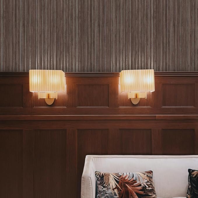 Tempaper Textured Brown & Metallic Silver Faux Grasscloth Removable Peel and
