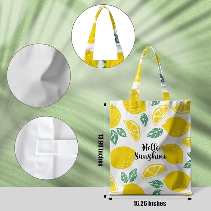 Animal Plant Tote Bag SeaTurtle Butterfly Cat Elephant Gifts Lemon Vegetable Themed Gifts Beach Bag for Camping