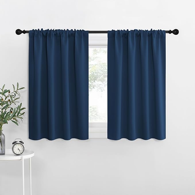 NICETOWN Kitchen Curtains, Moroccan Blue, Short Blackout Curtains & Drapes