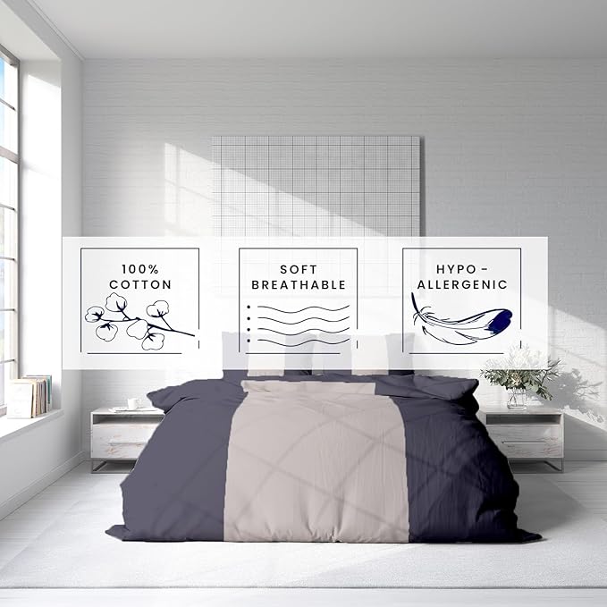 Kotton Culture 1 Pc Custom Size Duvet Cover Only -100% Egyptian Cotton Sateen 600 Thread Count Ultra Soft Premium Durable Comforter Cover Zipper Closure & Corner Ties (Dashing Grey, Custom)