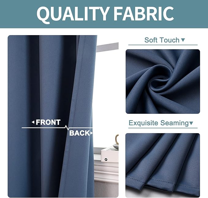 ChrisDowa Blackout Curtains 90 Inches Long 2 Panels Set